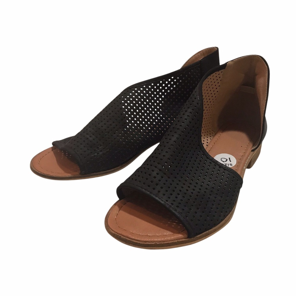 Catherine‎ Malandrino Replay Perforated D'Orsay Angled Sandals Black Size 10